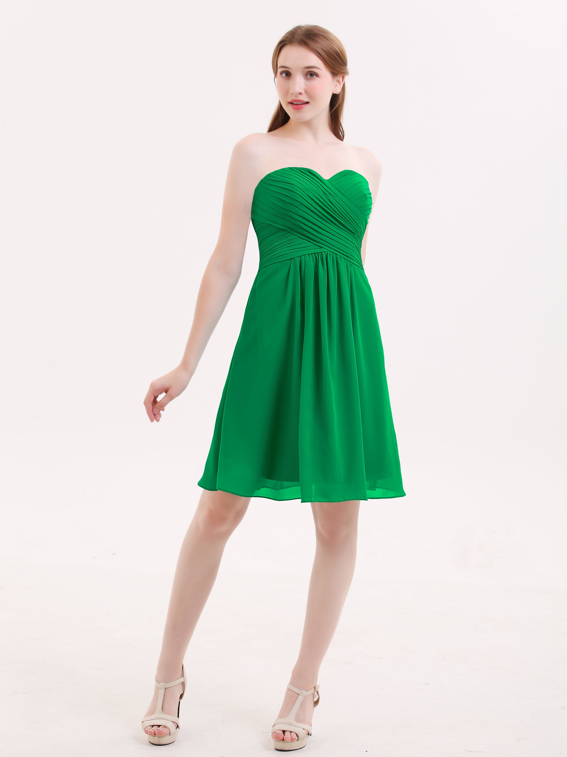 BABARONI Short Strapless Bridesmaid Dress with Sweetheart-Emerald Plus Size, Emerald / US18