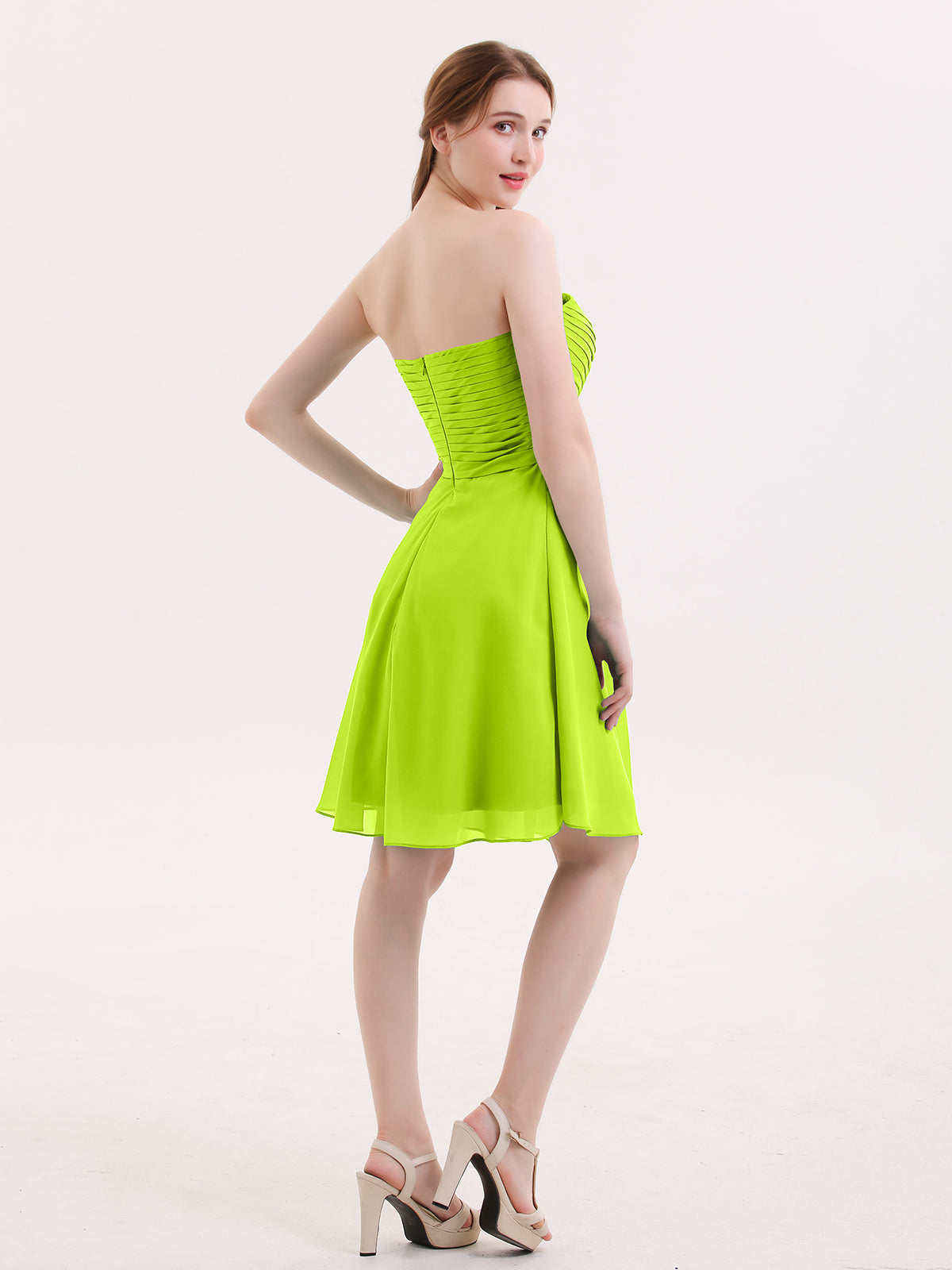 V-neck Bridesmaid Dress with Cross Back Lime Green Plus Size