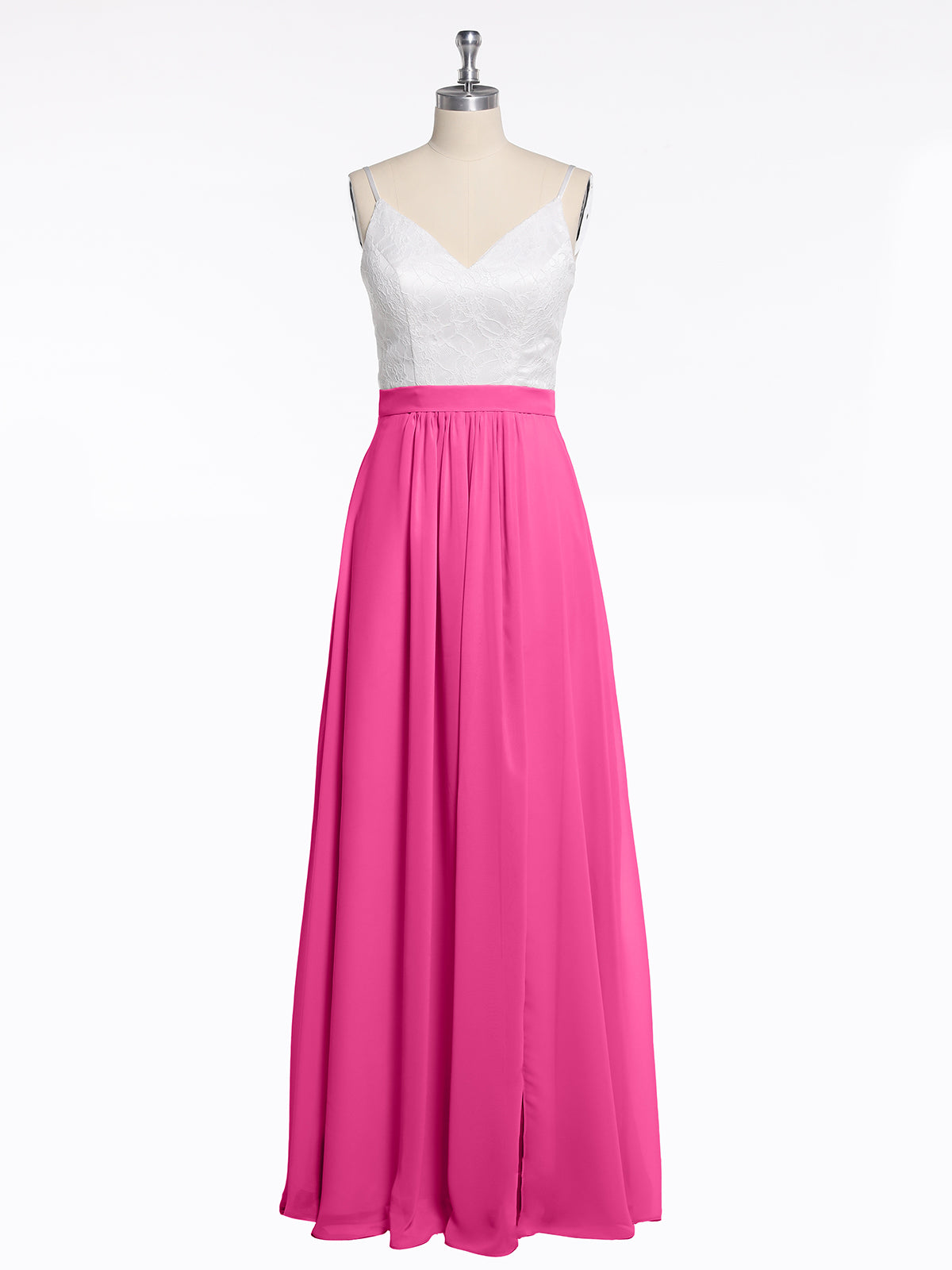Ivory Lace Bodice Chiffon Dress with Slit Daffodil