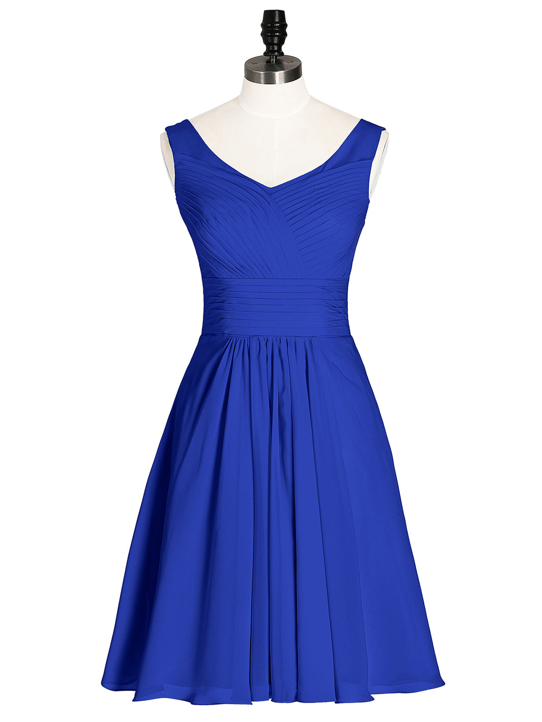 Royal Blue Plus Size Chiffon Short Bridesmaid Dress V-Neck
