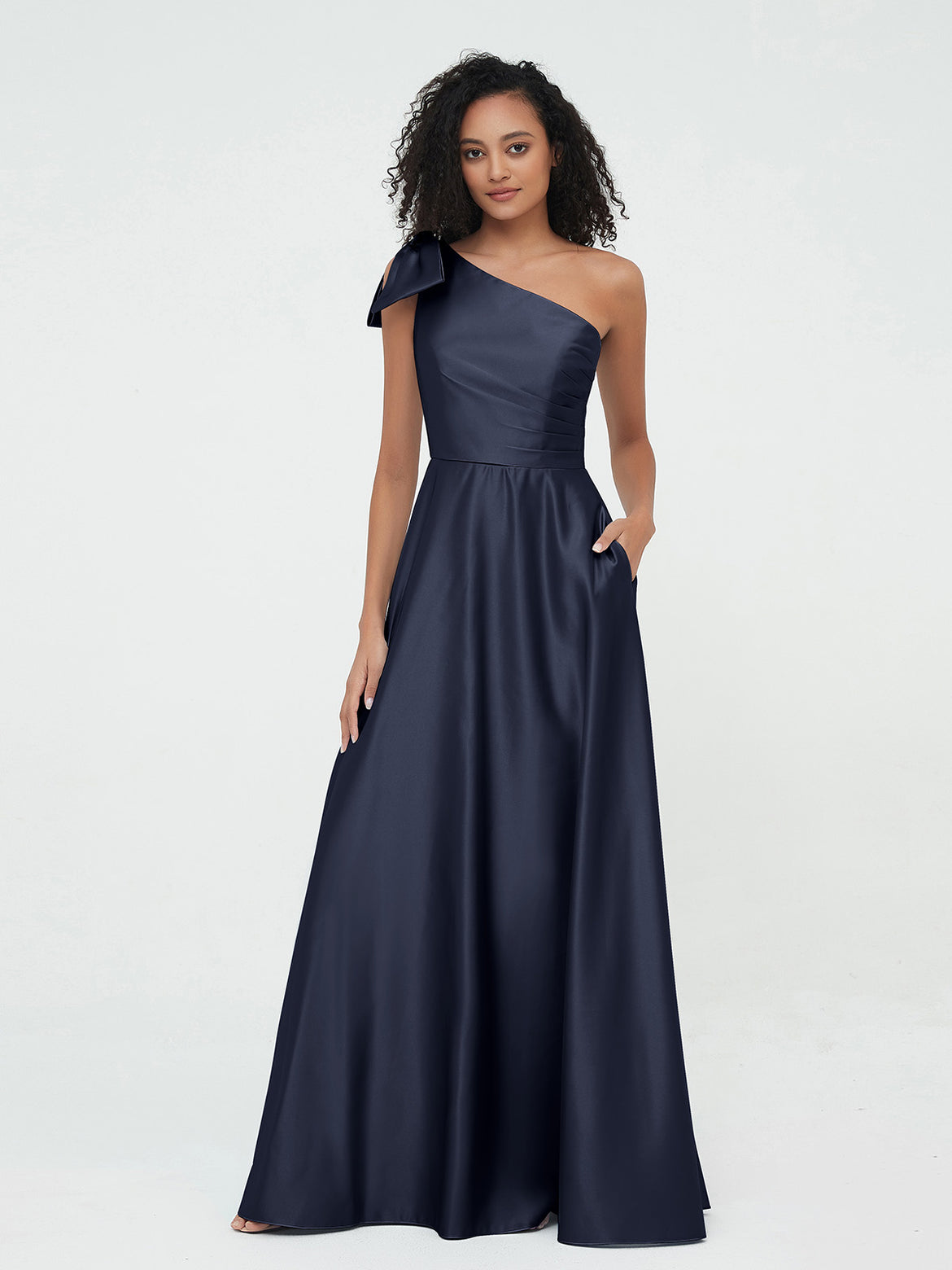 sachin and babi light blue dress V Neck Navy Tea Length Bridesmaid Dresses V Neck Tea Length Navy Blue  Bridesmaid Dresses Tea main image 0