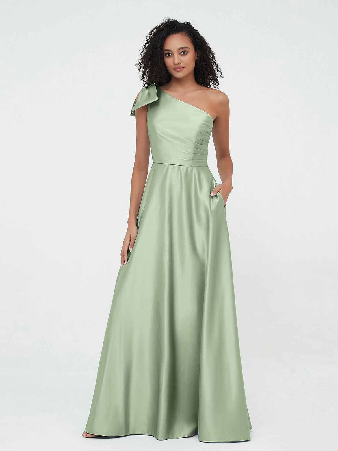 blue dress for baby girl Amelia Ruched Maxi Bridesmaid Dress main image 0
