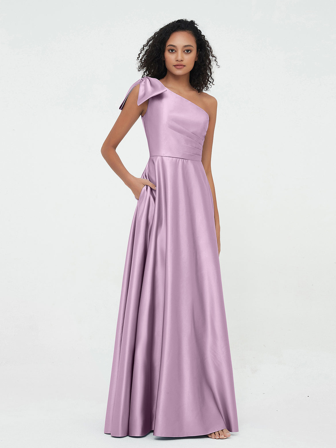 wisteria bridesmaid dresses amazon Wisteria Slit Pleated One Shoulder A-line Chiffon Bridesmaid Dress