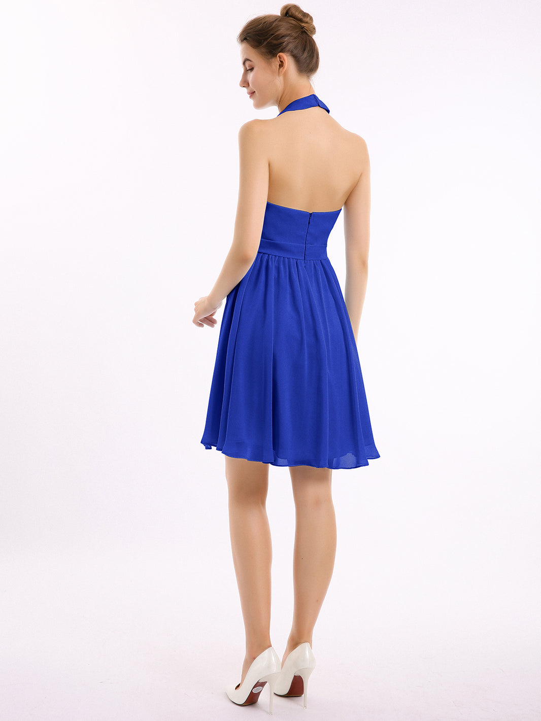 BABARONI Halter Chiffon Short Bridesmaid Dresses-Royal Blue, Royal Blue / US0 BABARONI Halter Chiffon Short Bridesmaid Dresses-Royal Blue, Royal Blue / US0