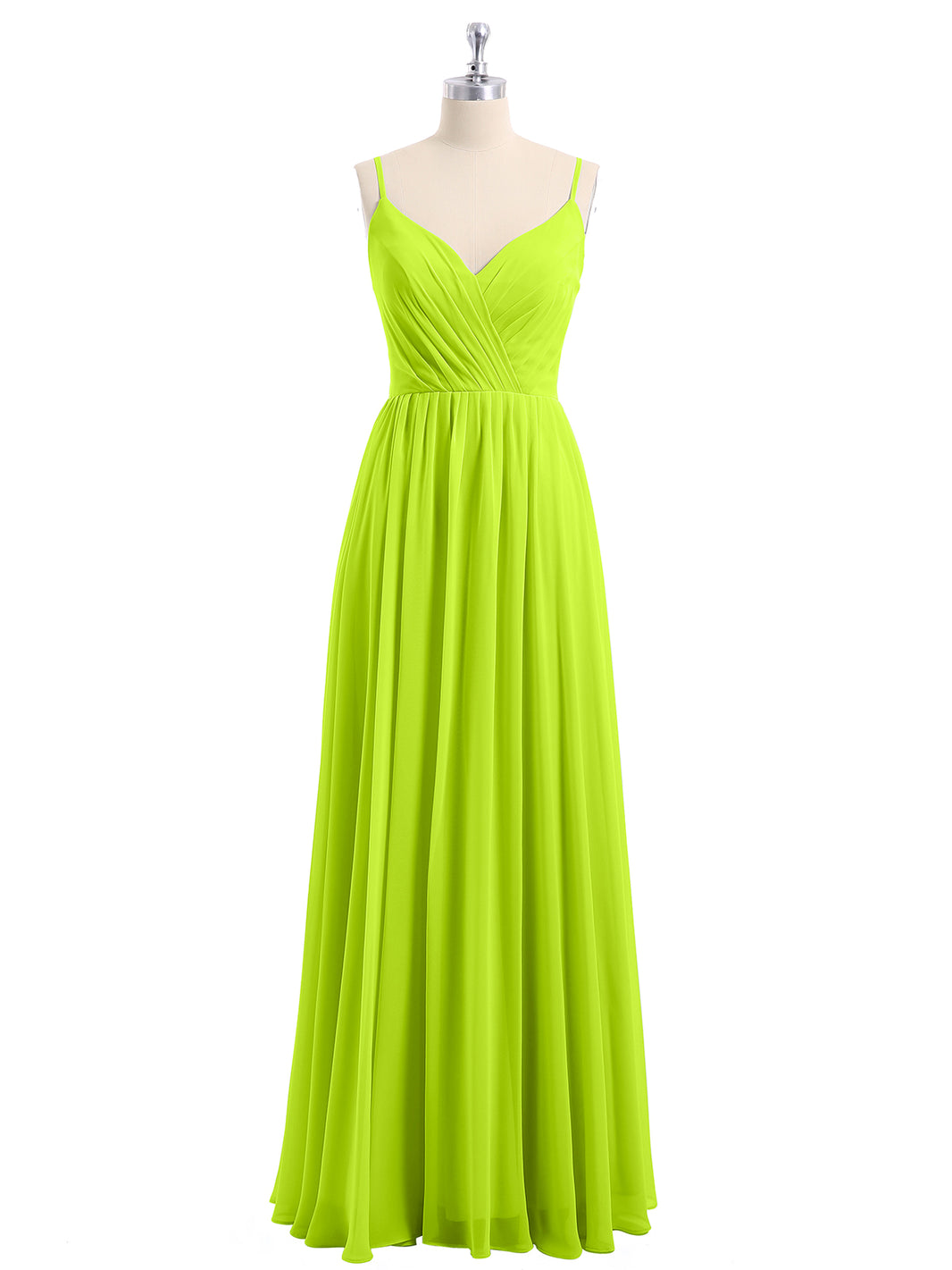 Evening Gowns Lime Green Spaghetti Strap Dress Lime Green Bridesmaid Dresses  Sheath/Column Spaghetti Straps V-