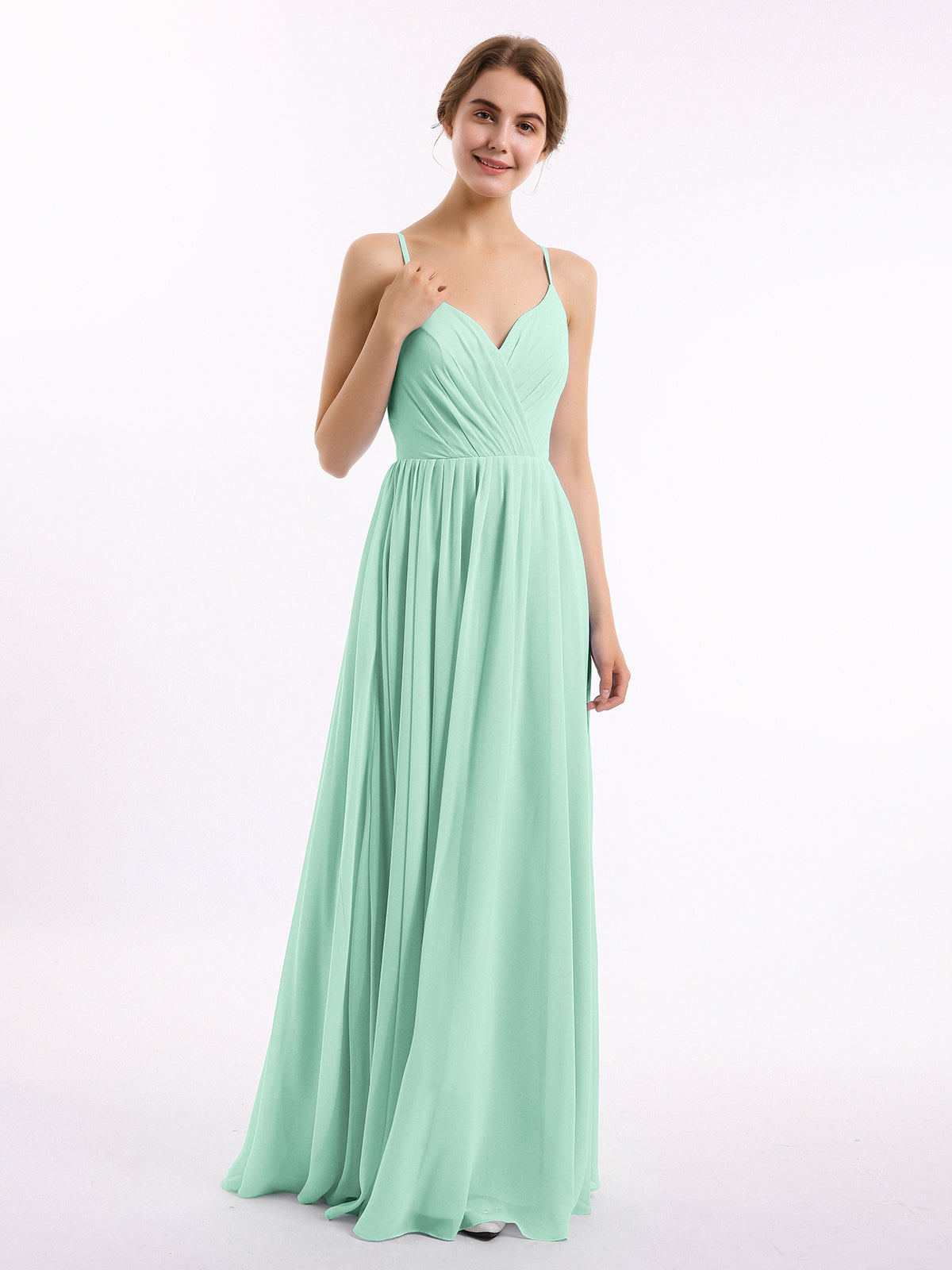 BABARONI Chiffon Bridesmaid Dresses with Spaghetti Straps-Mint Green, Mint Green / US0 BABARONI Chiffon Bridesmaid Dresses with Spaghetti Straps-Mint Green, Mint Green / US0
