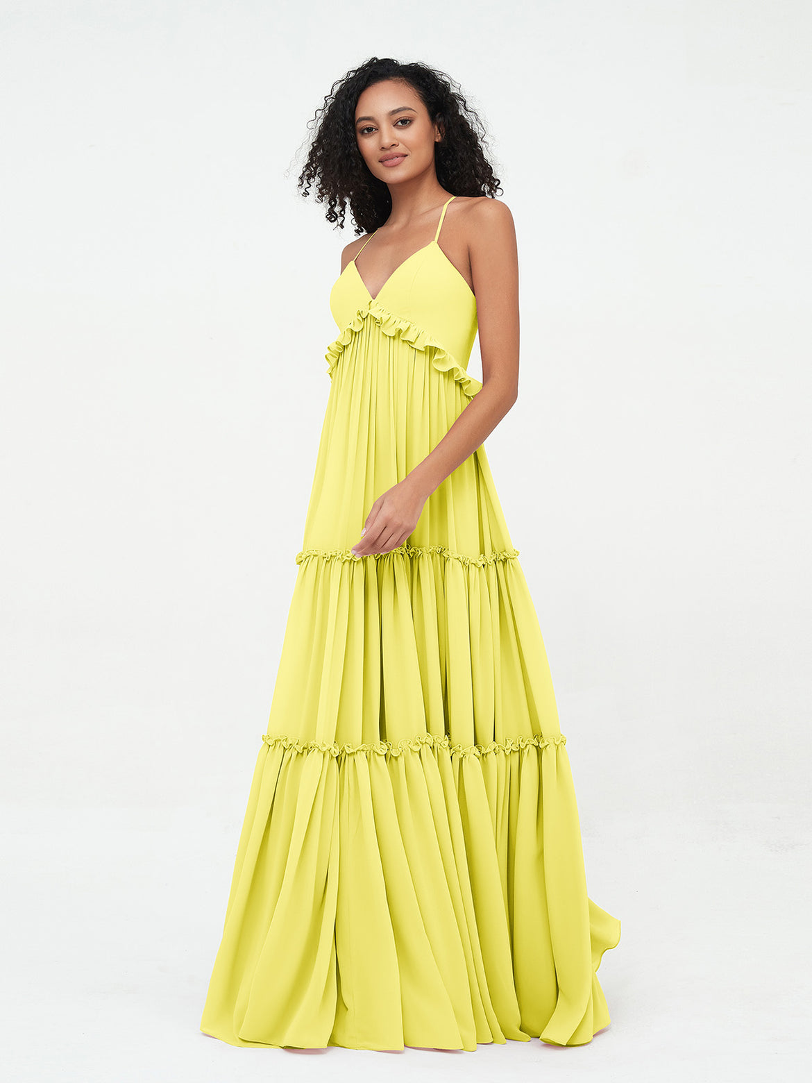 blue dress for baby girl BABARONI Halter V Neck Short Chiffon Bridesmaid Dresses-Lime Green, Lime Green / US0 main image 1