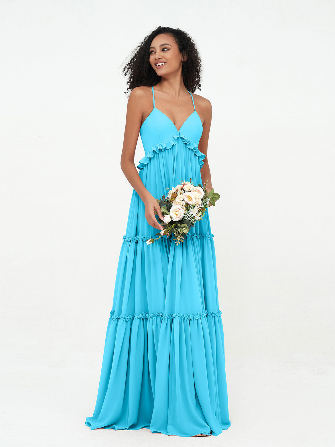 slim fit dress slacks Elegant Blue V Neck Prom Evening Dress With Split main image 1