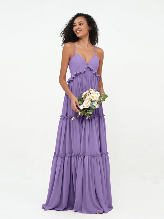 Long Chiffon Dress for Bridesmaid with Bow Tahiti