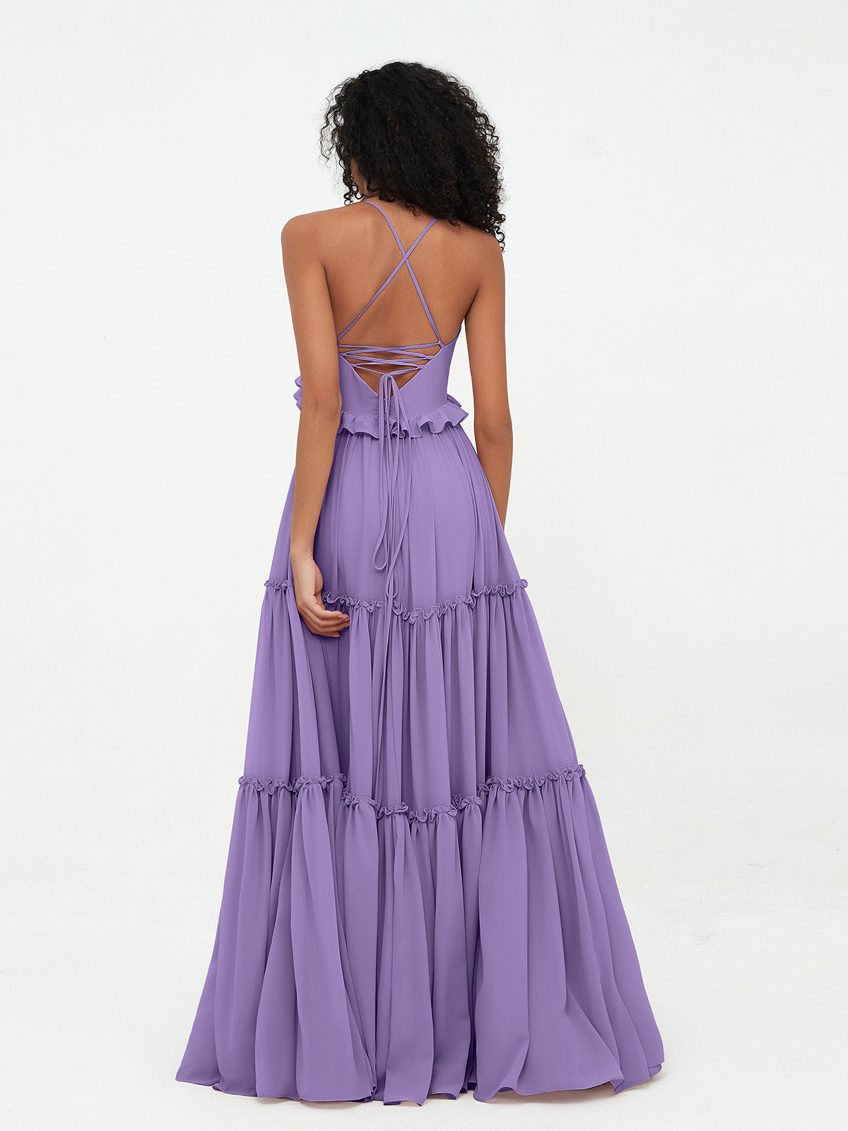 Tiered Skirt Chiffon Max Dresses with Pockets Tahiti