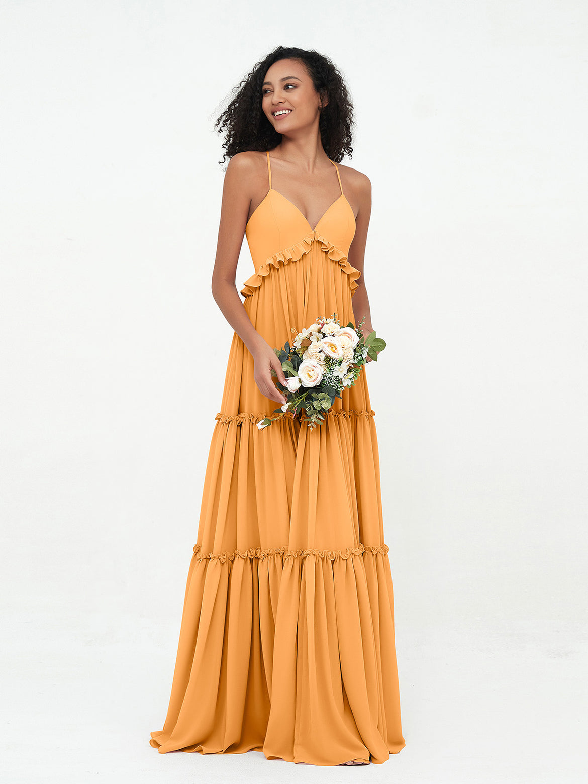 chinese dress ladies Tangerine Orange Floral Tiered Maxi Dress – Wild & Free Boutiques