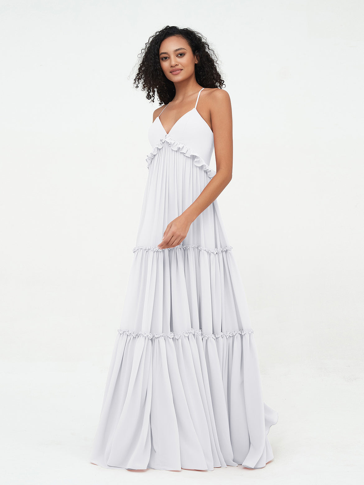bridesmaid dress age 8 A Line V Back Chiffon Lace Junior Bridesmaid Dress, Slate_Blue main image 0