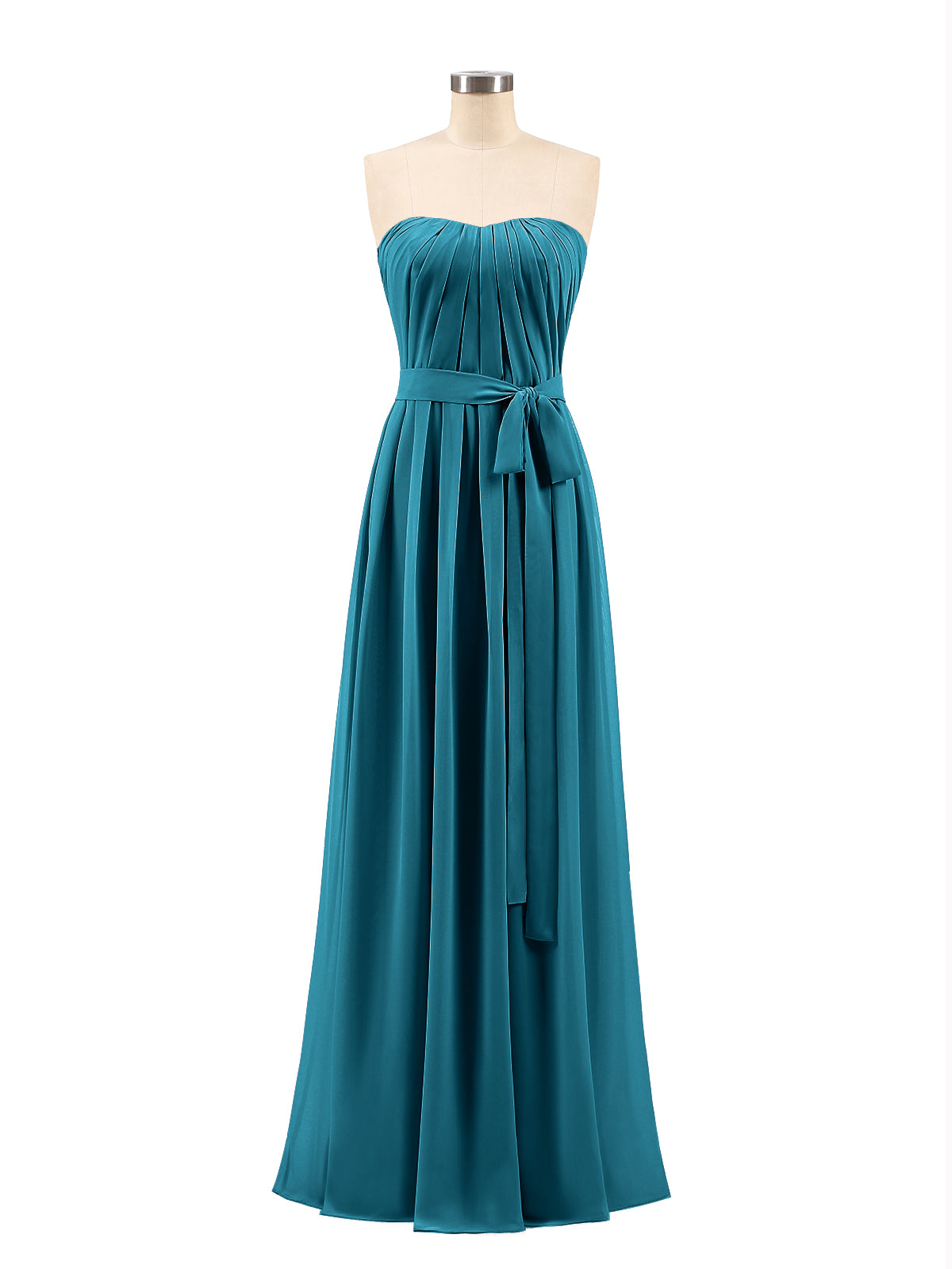 Chiffon Strapless Bridesmaid Gown with Sash-Ink Blue Plus Size ...