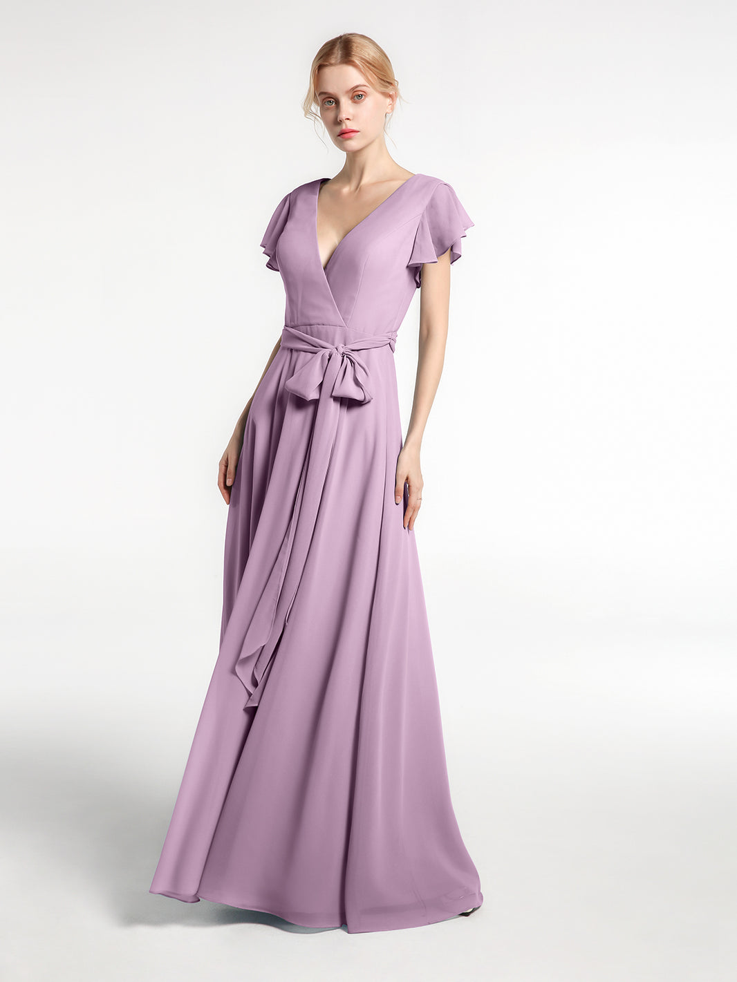 V neck Chiffon Long Dresses with Straps Wisteria main image 0