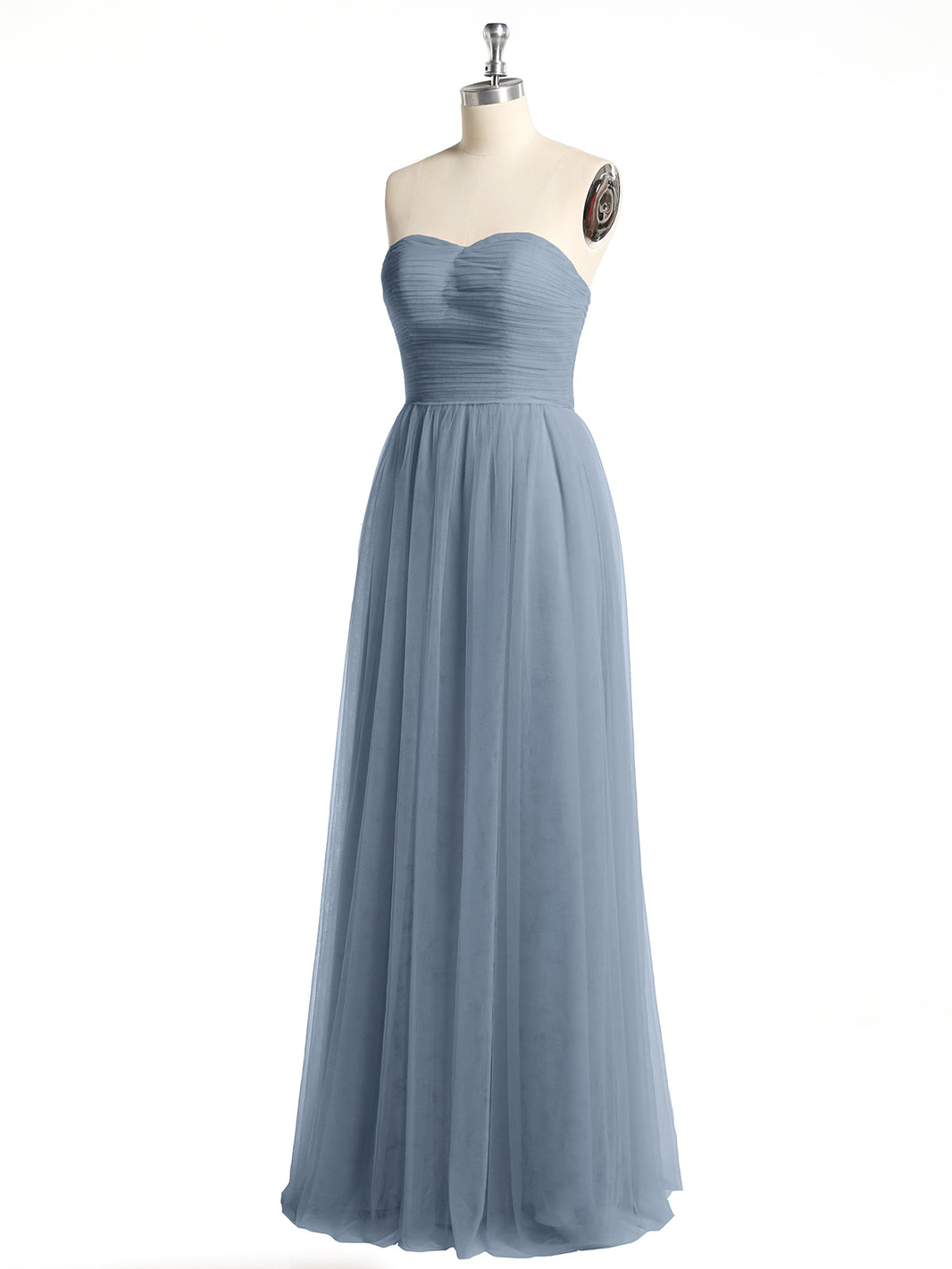 BABARONI Tulle Dusty Blue Bridesmaid Dresses Sweetheart Floor-length Sleeveless Ruched A-line BABARONI Tulle Dusty Blue Bridesmaid Dresses Sweetheart Floor-length Sleeveless Ruched A-line