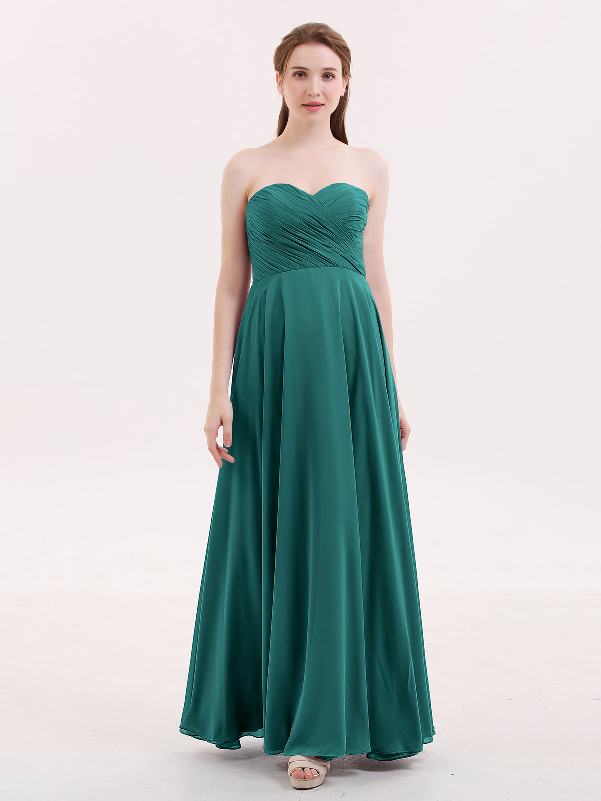 Strapless Sweetheart Maxi Bridesmaid Dress-peacock Wendy Babaroni