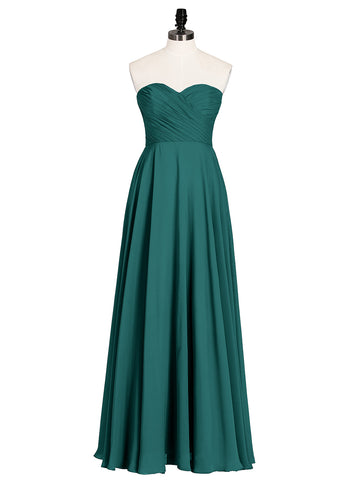 Strapless Sweetheart Maxi Bridesmaid Dress-peacock Wendy Babaroni