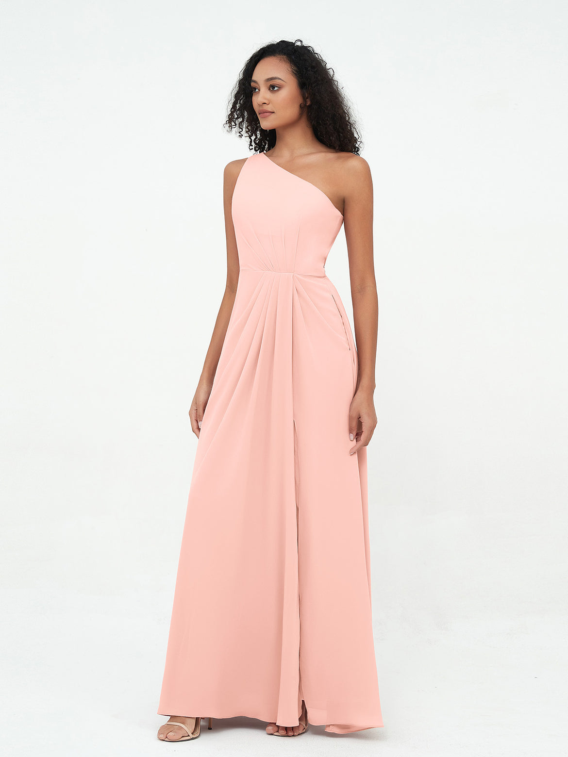 princess polly baby blue dress Opal One-Shoulder Gown in coral main image 0