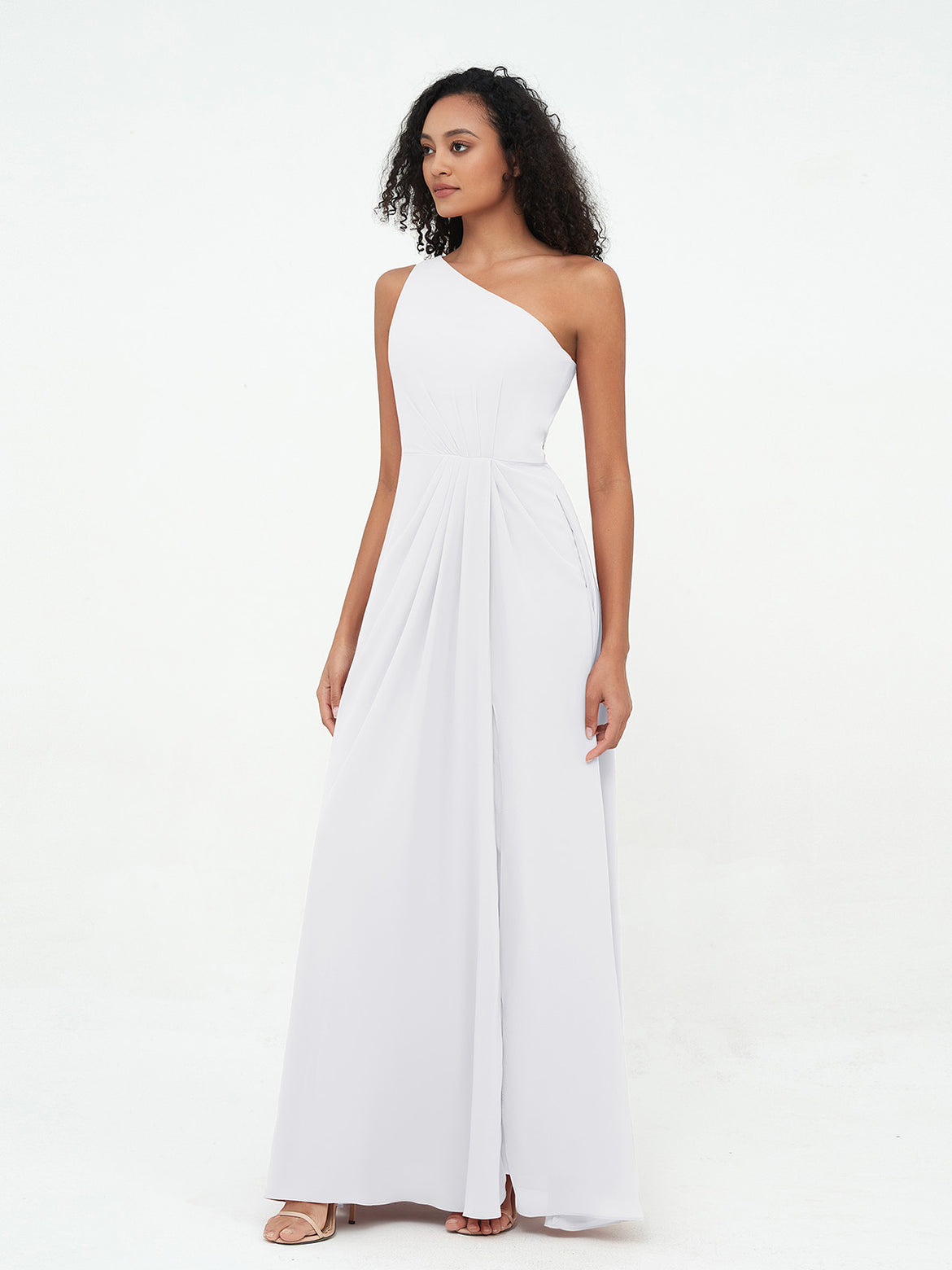 princess polly baby blue dress Wedtrend Women A-Line Bridesmaid Dress with Slit Square Neck White Blue Flower Long Wedding Guest Dress, White Blue Flower / US18W main image 1