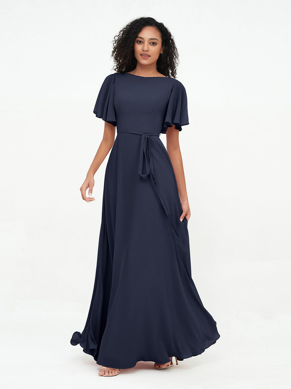 Dark Navy Bridesmaid Dresses - Free Custom Size for Perfect Fit BABARONI Dark Navy Bridesmaid Dresses - Free Custom Size for Perfect Fit BABARONI