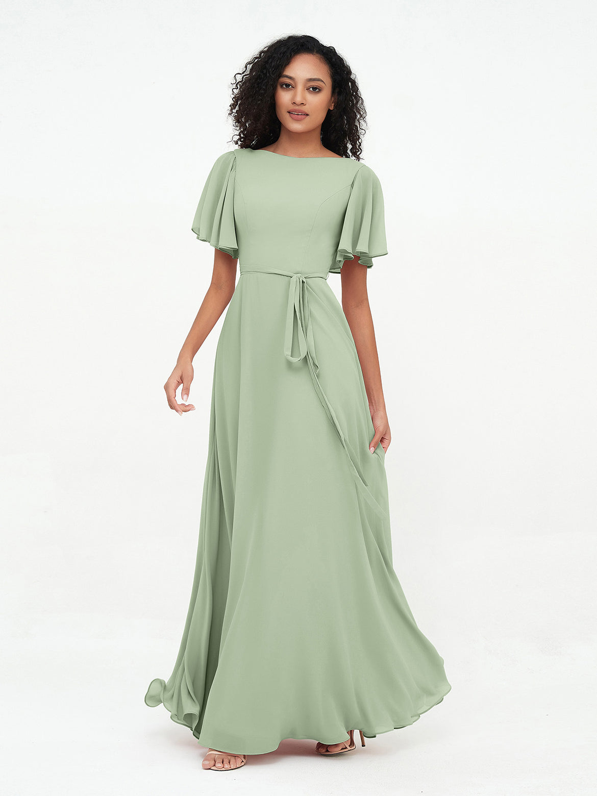 princess polly baby blue dress Halter V Neck Backless Sage Long Prom Dresses with High Slit, Backless –  morievent