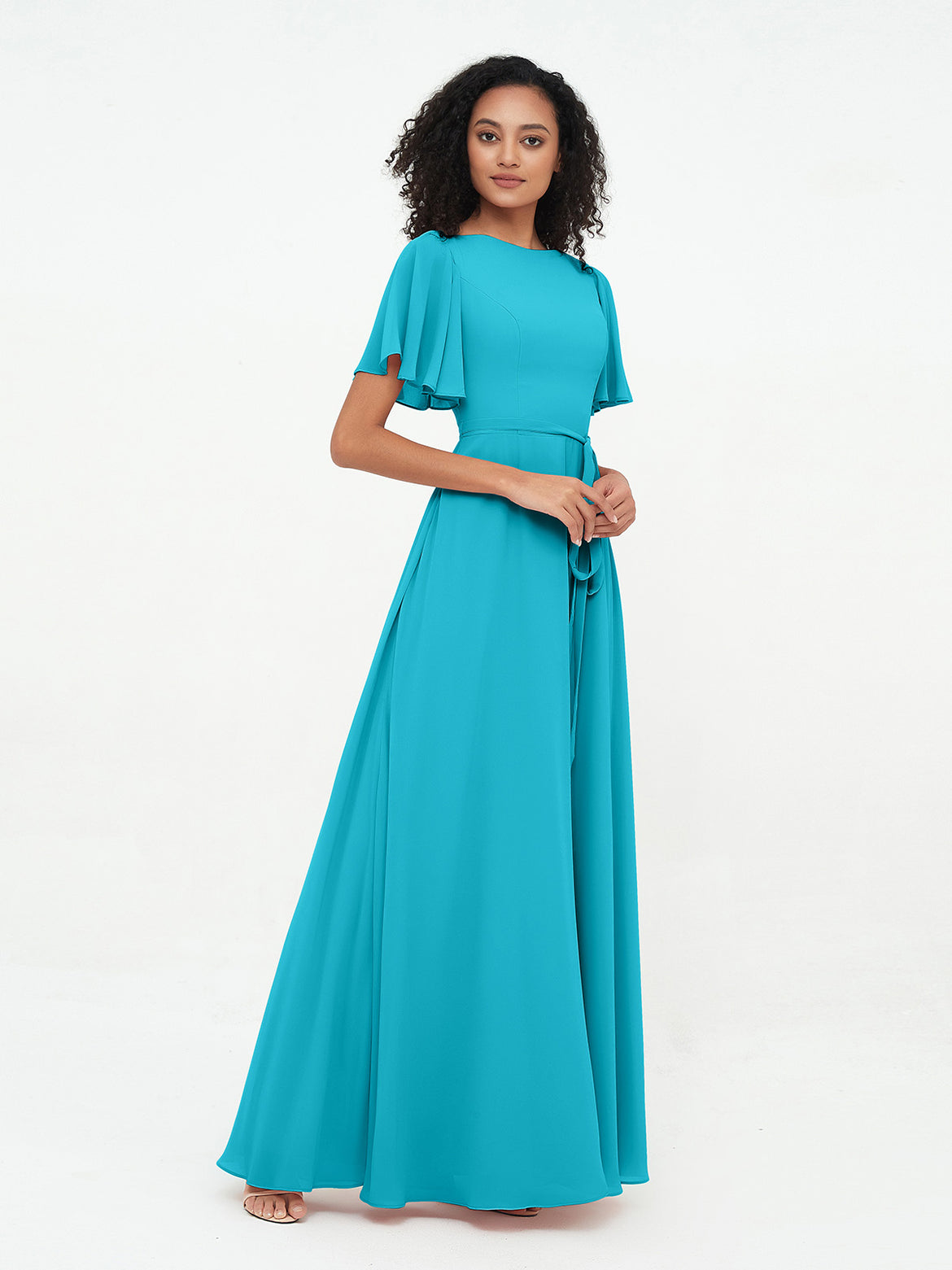 sachin and babi light blue dress Sara A-Line Chiffon Maxi Dress Pink | Wedding Guest Dress | A-Line