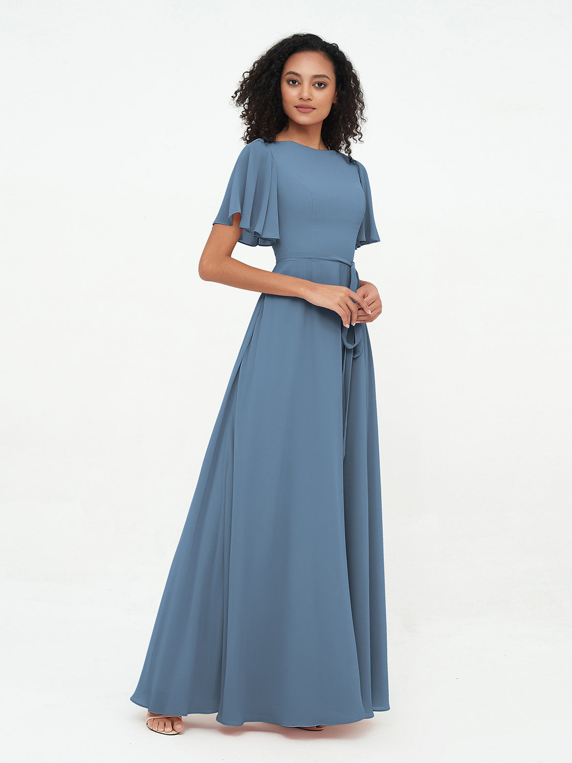 Slate Blue Bridesmaid Dresses - Free Custom Sizing BABARONI Slate Blue Bridesmaid Dresses - Free Custom Sizing BABARONI