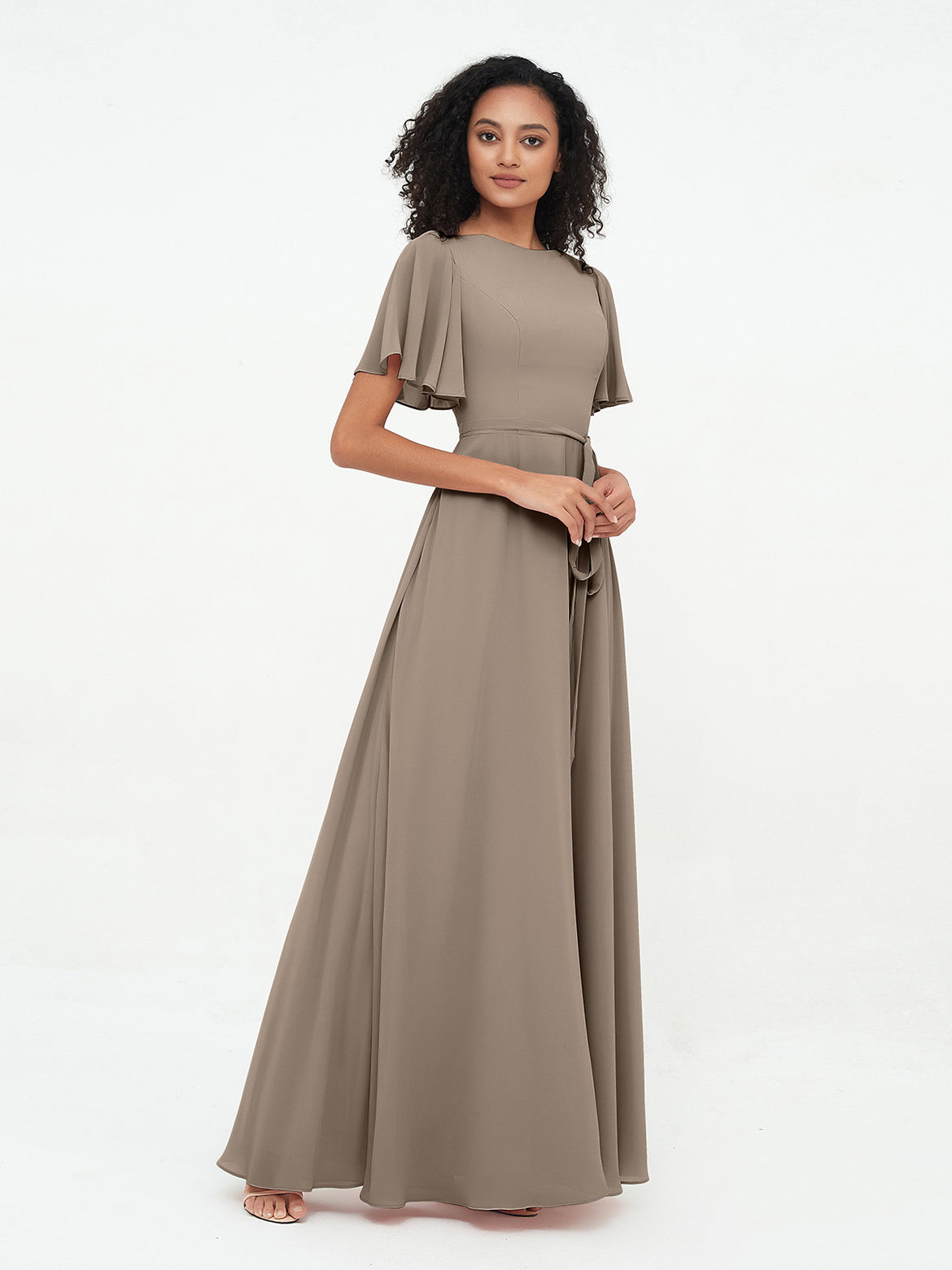 Taupe Bridesmaid Dresses - For Every Season & Free Custom Size BABARONI Taupe Bridesmaid Dresses - For Every Season & Free Custom Size BABARONI
