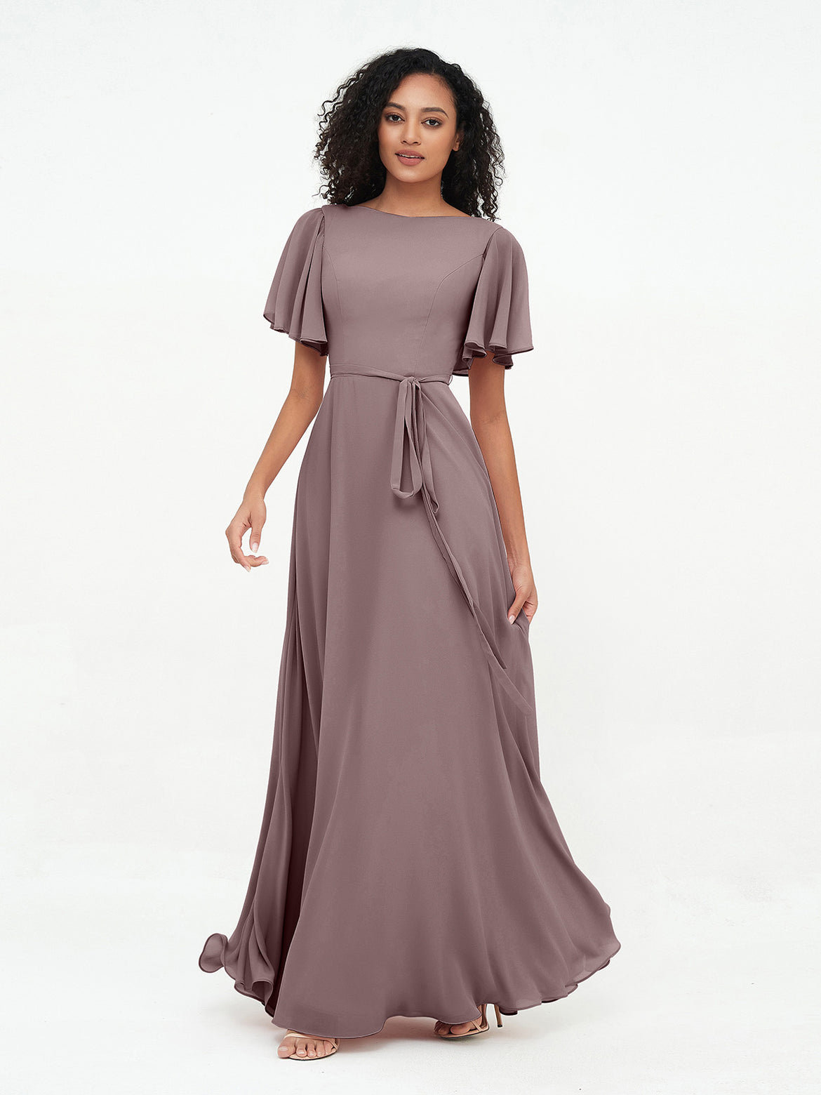 alterations for bridesmaid dresses 1940s Ruffle Wrap Reversible Puff Sleeve Dress