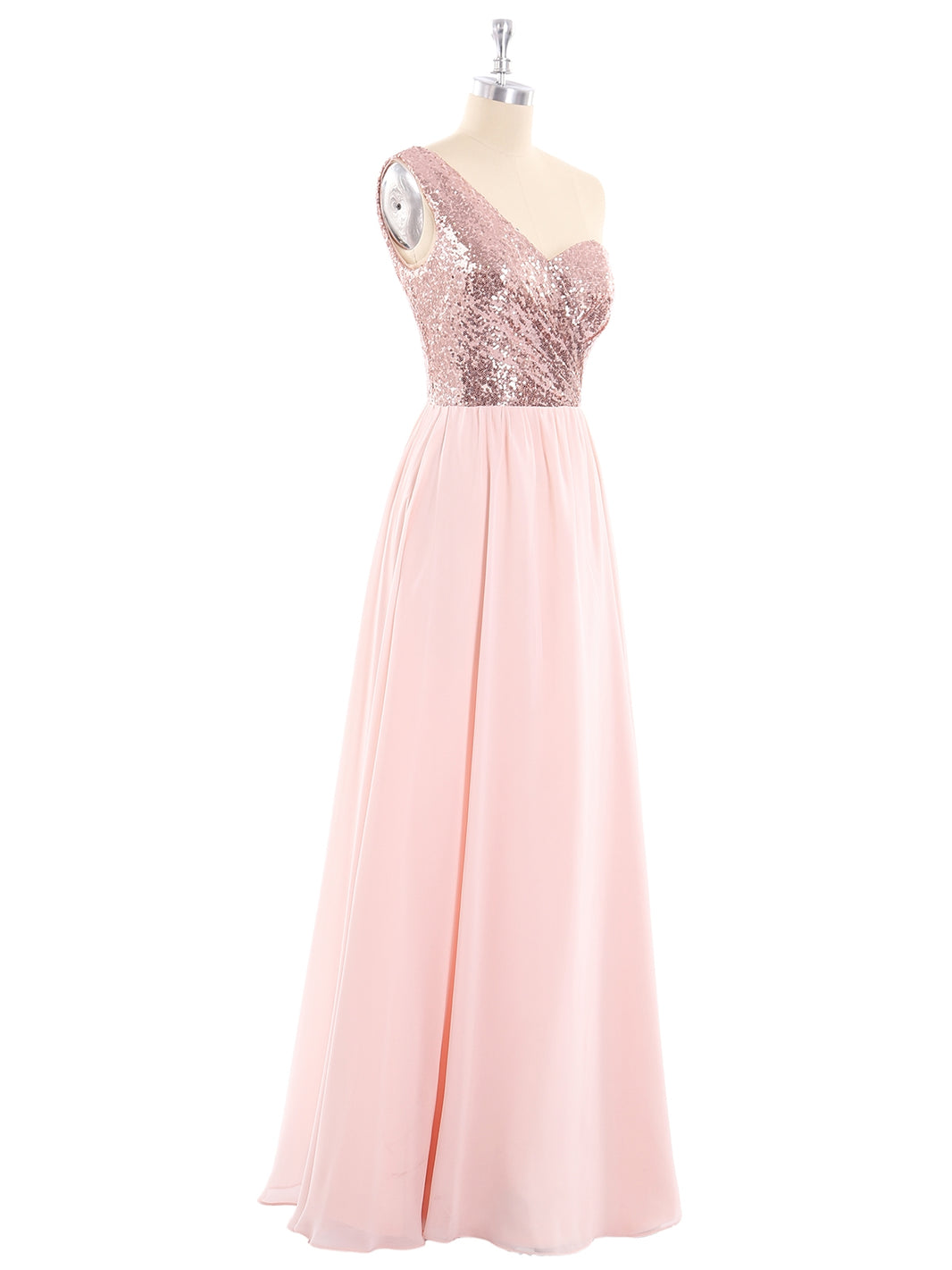 BABARONI Sequins Bodice Chiffon Skirt Dress Rose Gold, Rose Gold / US0 BABARONI Sequins Bodice Chiffon Skirt Dress Rose Gold, Rose Gold / US0