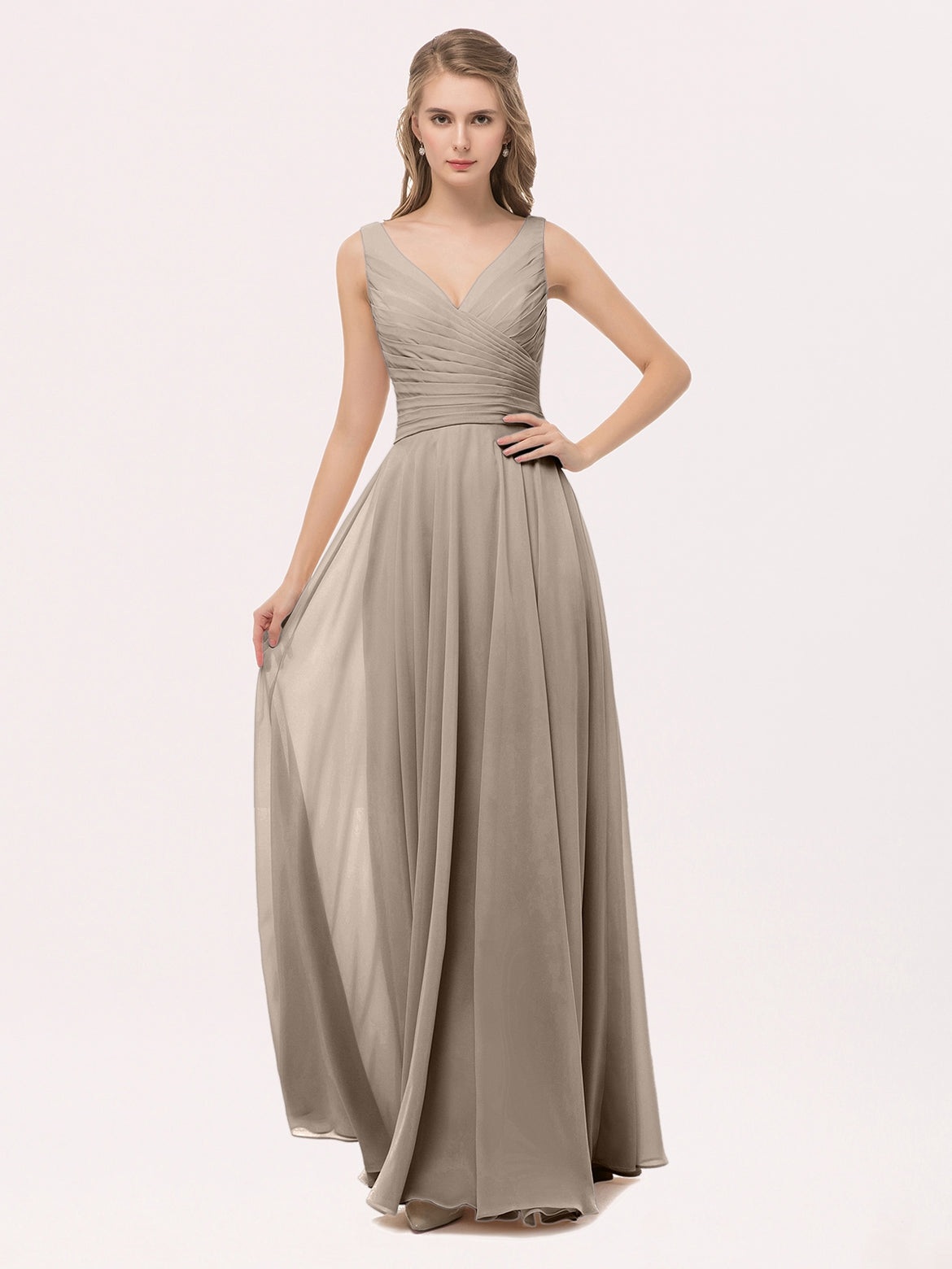 Taupe Bridesmaid Dresses - For Every Season & Free Custom Size BABARONI Taupe Bridesmaid Dresses - For Every Season & Free Custom Size BABARONI