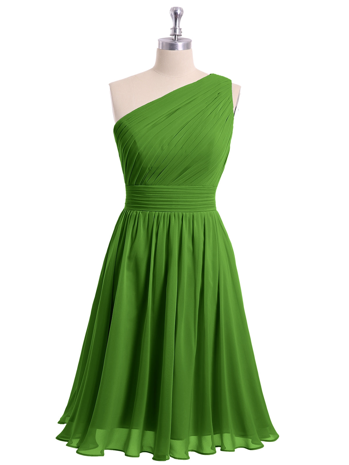Single Shoulder Knee-length Chiffon Dresses Dusty Blue Plus Size