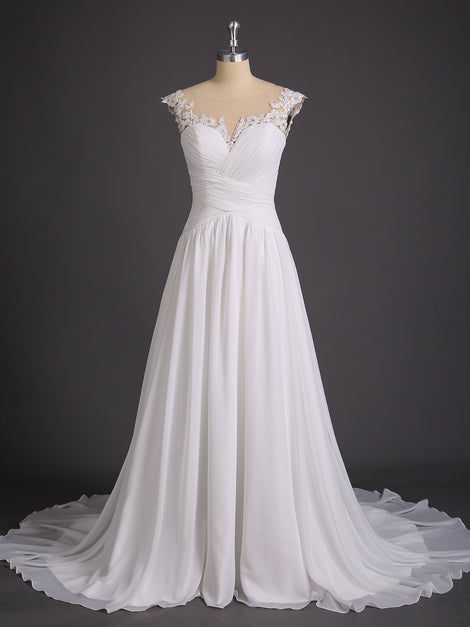 Ivory Lace Top Chiffon Buttom Dress Spa