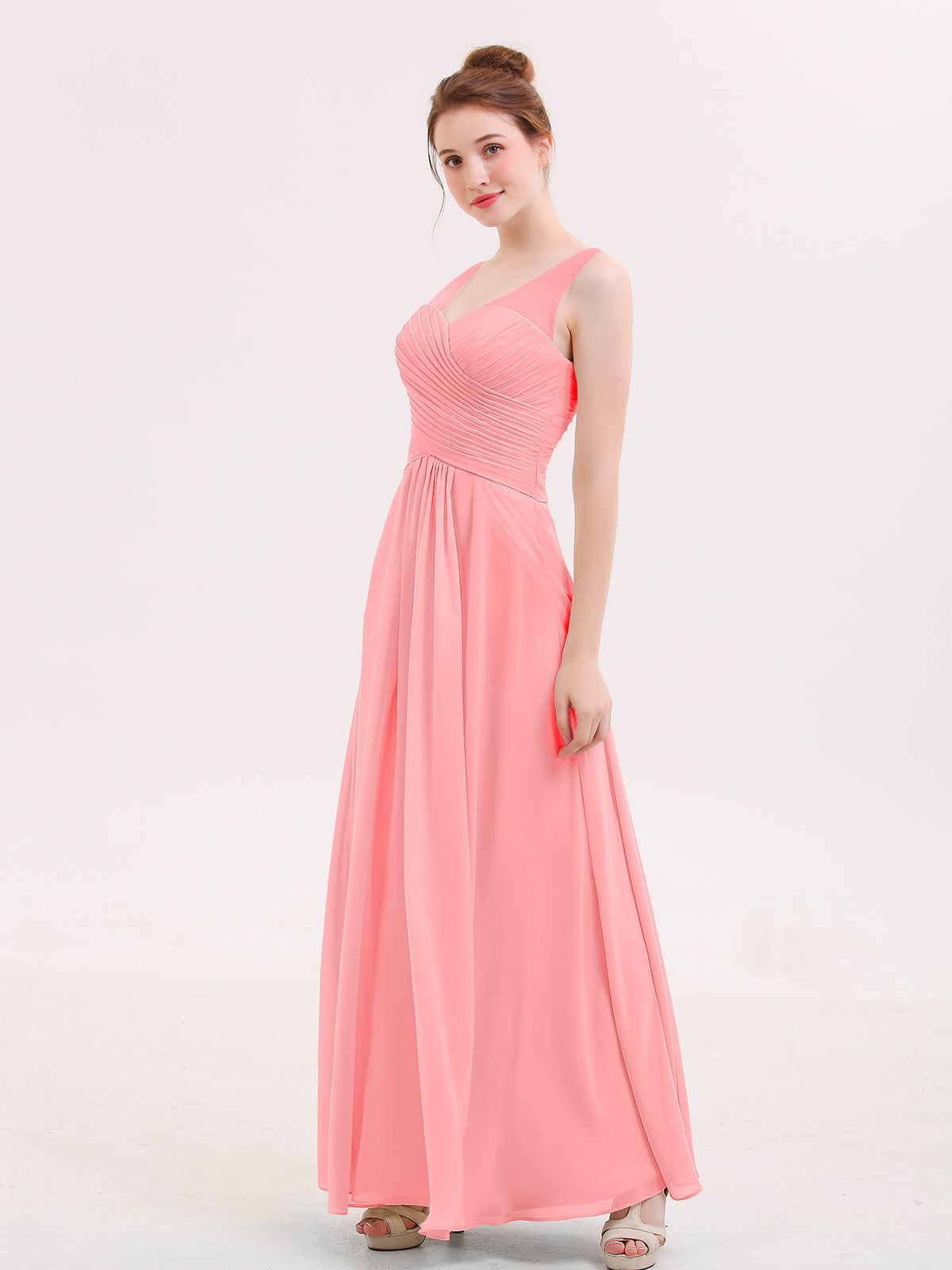Jenny Long Bridesmaid Dresses with Pleated Bodice-Flamingo Plus Size ...