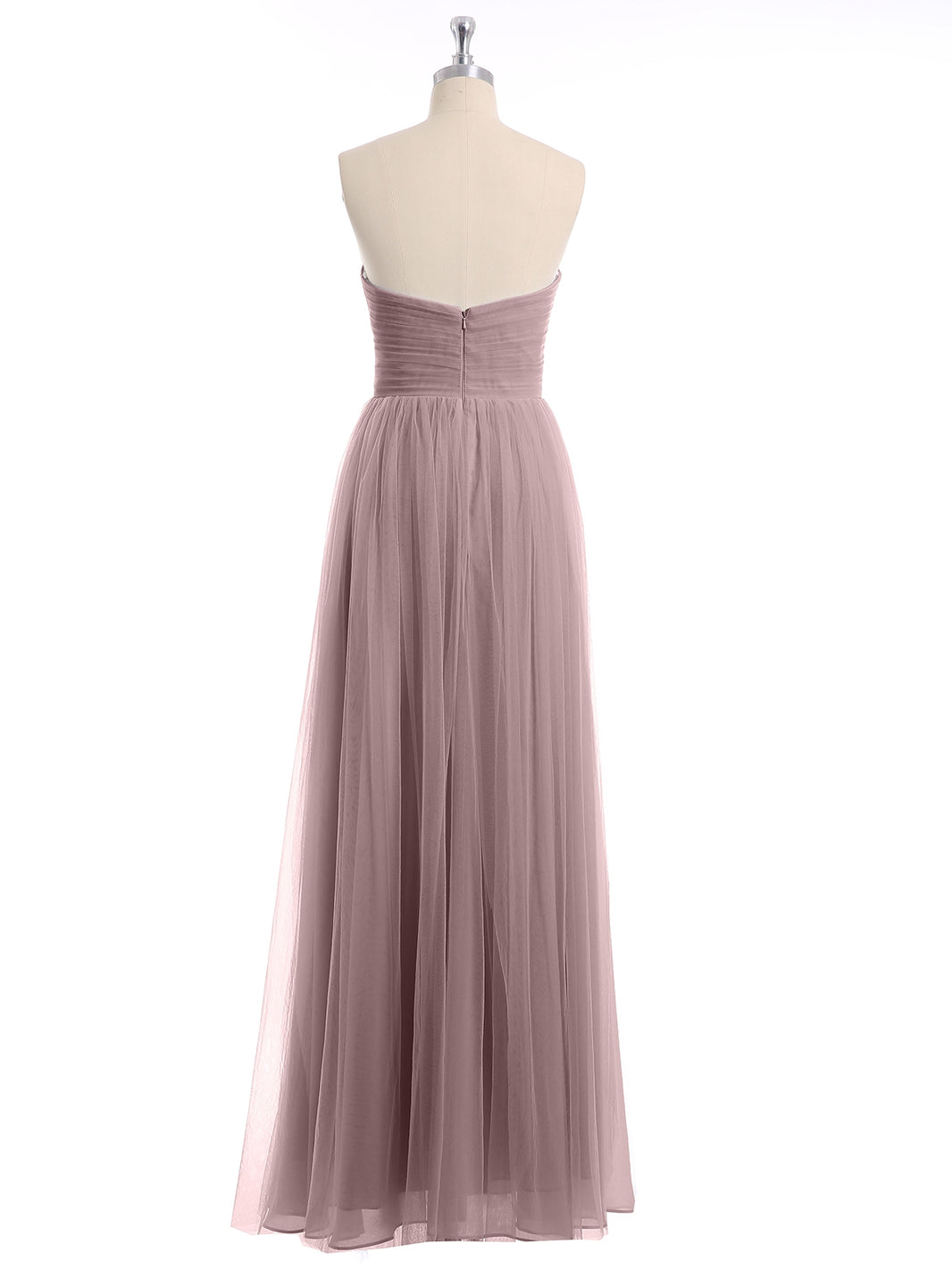 BABARONI Tulle Vintage Mauve Bridesmaid Dresses Sweetheart Floor-length Sleeveless Ruched A-line, Vintage Mauve / US0