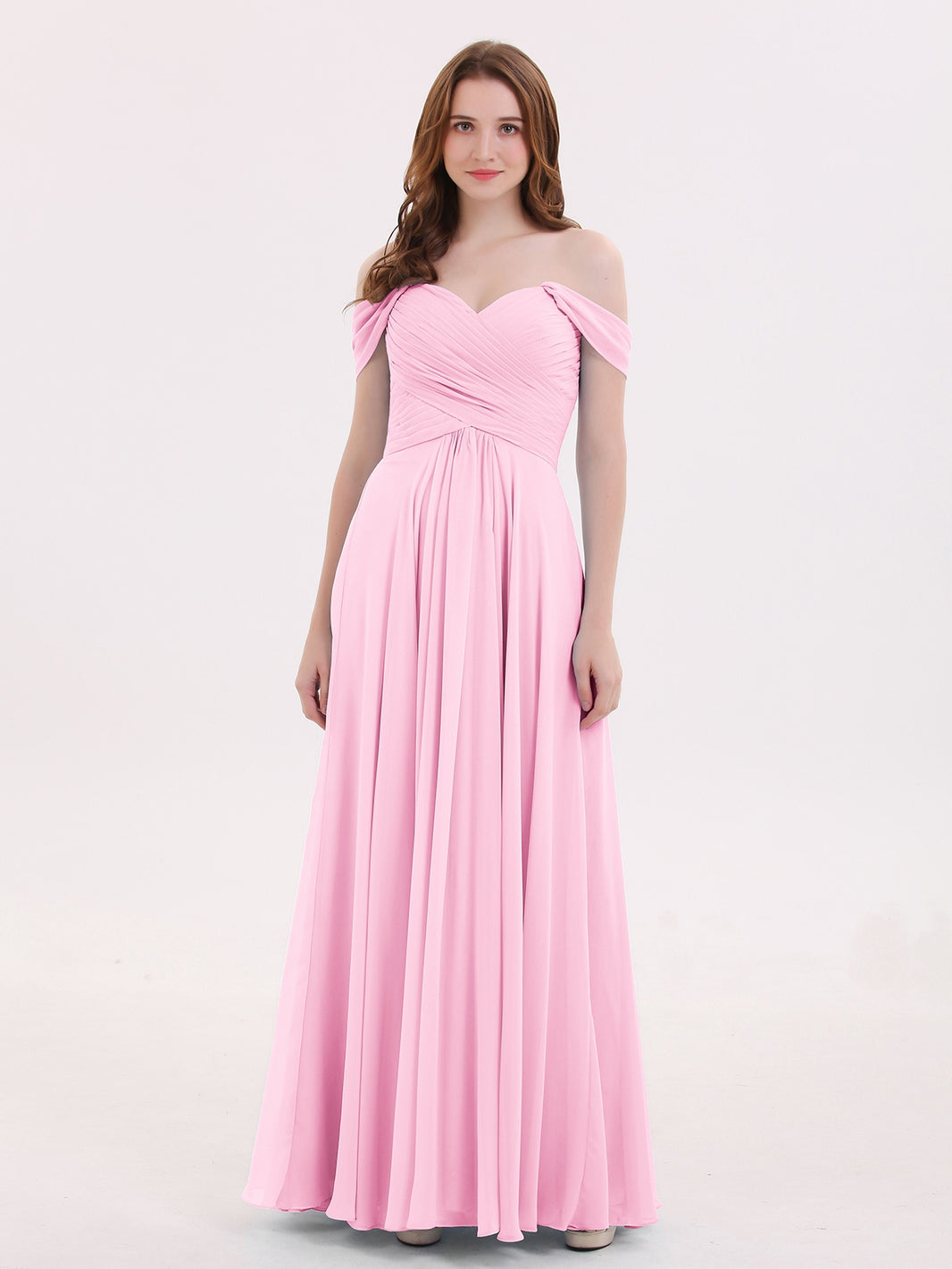 One Shoulder Grecian Style Wedding Dress BABARONI Chiffon Candy Pink Bridesmaid Dresses Off-the-shoulder Floor- One Shoulder Grecian Style Wedding Dress BABARONI Chiffon Candy Pink Bridesmaid Dresses Off-the-shoulder Floor-