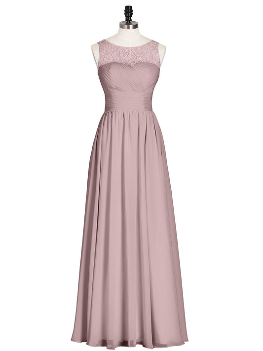 Lace And Chiffon Long Formal Dresses Vintage Mauve